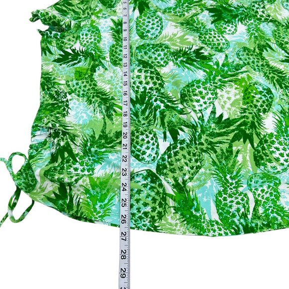 Caribbean Joe Womens 2X Green Leaf Print Top Shirt Cotton/Spandex Short Sleeve - Picture 4 of 12